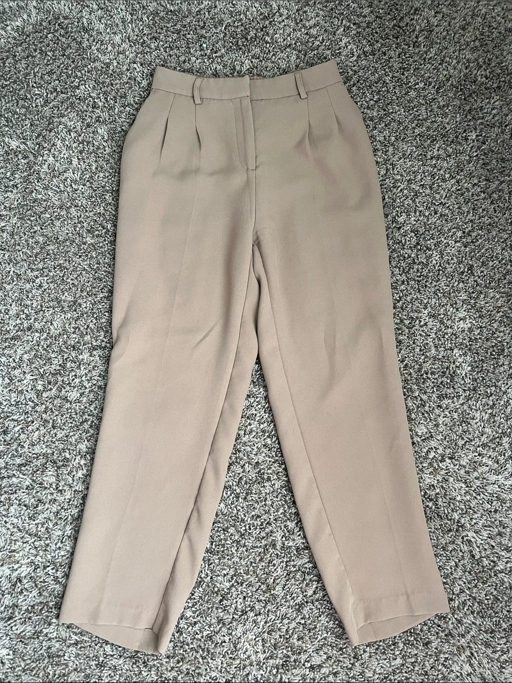Cynthia Rowley Neutral Taupe Pleated High-Rise Trousers